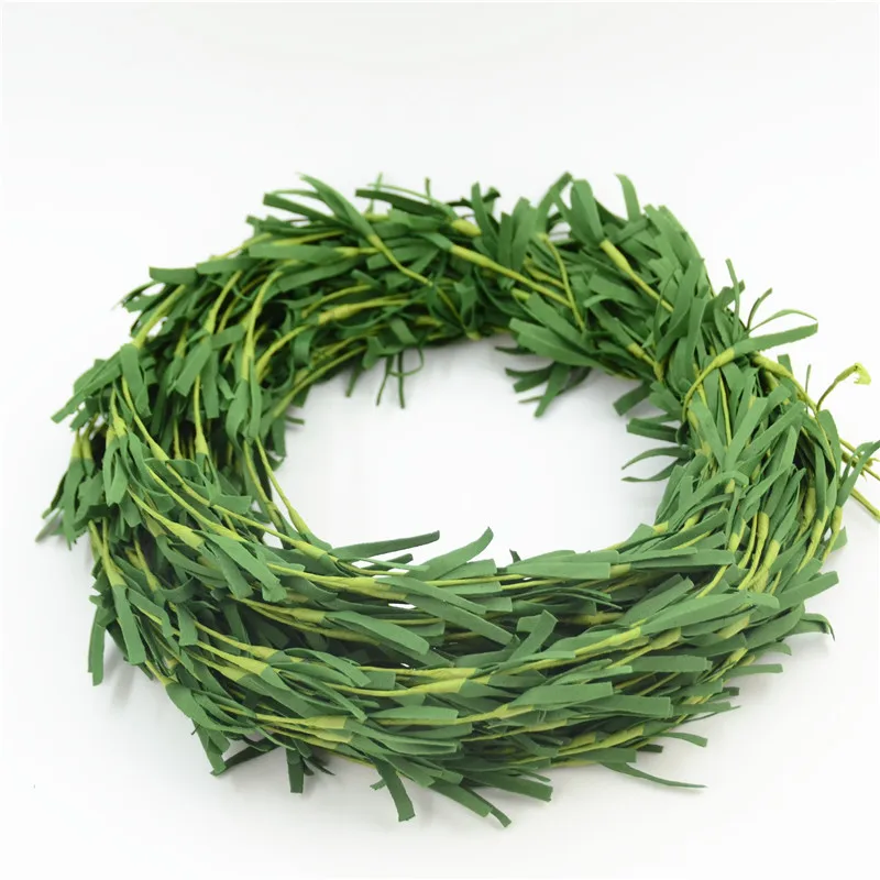 10 шт. Искусственные из ПЭ зеленые цветы железной проволоки листья ротанга