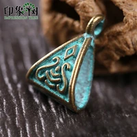 20pcs 1015mm alloy verdigris patina plated triangle vintage tear drop shape charms accessories for diy jewelry finding 27047