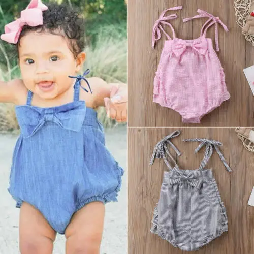 2018 летний женский комбинезон Милый хлопковый цельный для маленьких девочек без