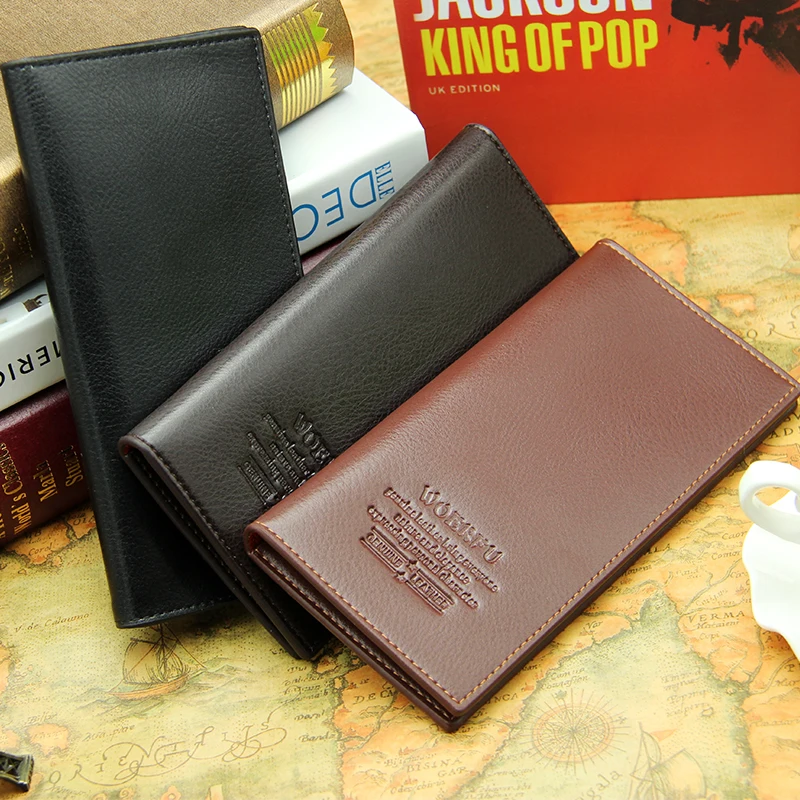 

Men PU leather long clutch wallet business men Cards holder purse brown black male fashion pocket wallet Coin bag purse Billfold