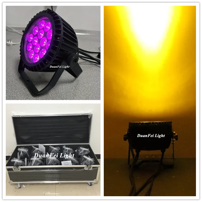 (Roadcase) 10pcs/lot dj par led 14x15w stage wedding light ip65 wash wall lightings rgwba flat | Освещение
