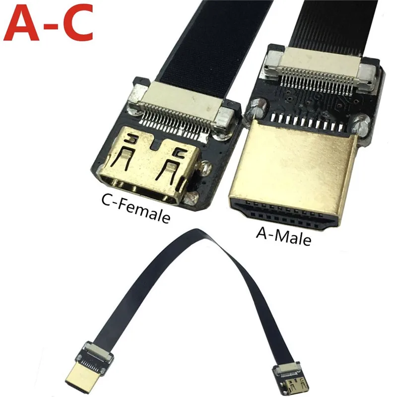 FPV Mini HDMI-совместимый Женский к штекер FPC плоский кабель для мультикоптера