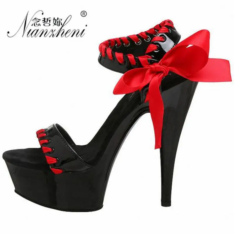 Модные босоножки на ультратолстой подошве 15 см изящные туфли высоком каблуке для