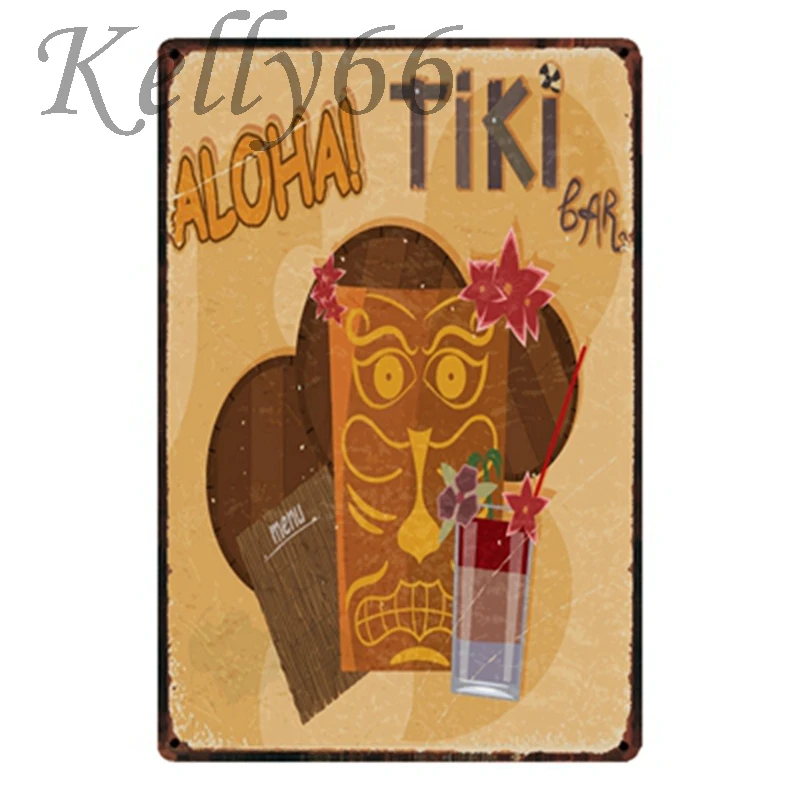 

[ Kelly66 ] Vintage Metal Sign TIKI BAR Poster Home Decor Bar Wall Art Painting 20*30 CM Size y-1549