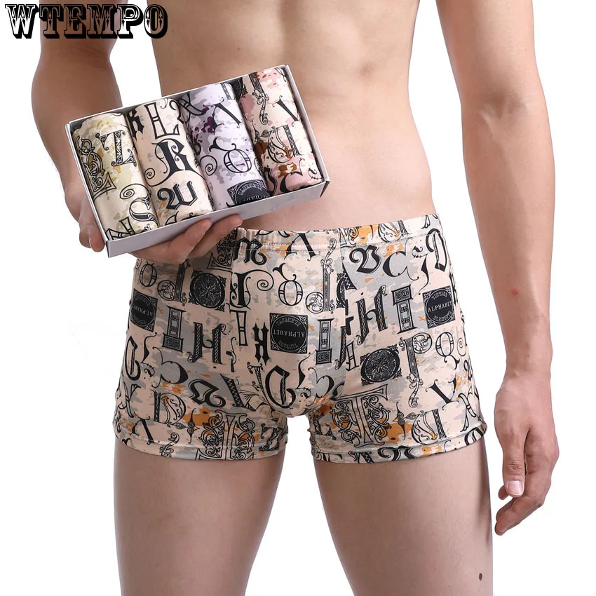 

WTEMPO Brand 4 Pcs\lot Litter Boxer for Men/ Men's Underwear Shorts Sexy Modal Fashion Comfortable Boxers Male Underpants