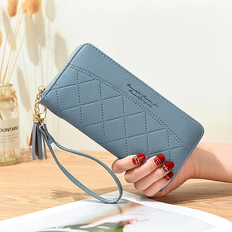 Blue Женские кошельки на молнии с кисточками, кошелек для монет, держатель для карт, длинный женский кошелек, браслет, сумки для денег, Карманные женские кошельки, сумки - Цвет: Blue