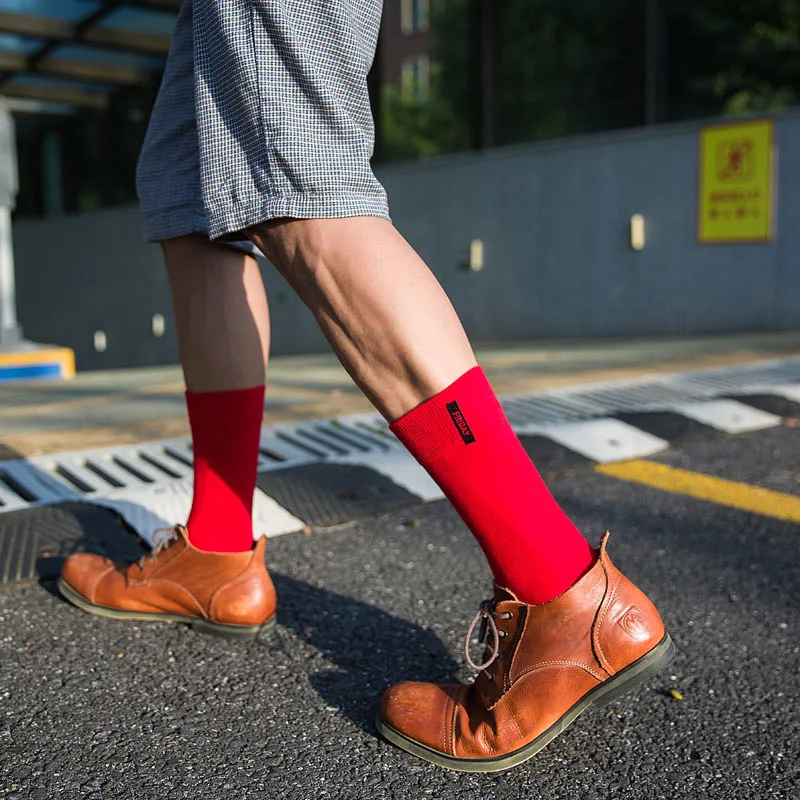 Men Cotton Socks Fashion Weekly Solid Color Business Casual British Style Socks Hip Hop