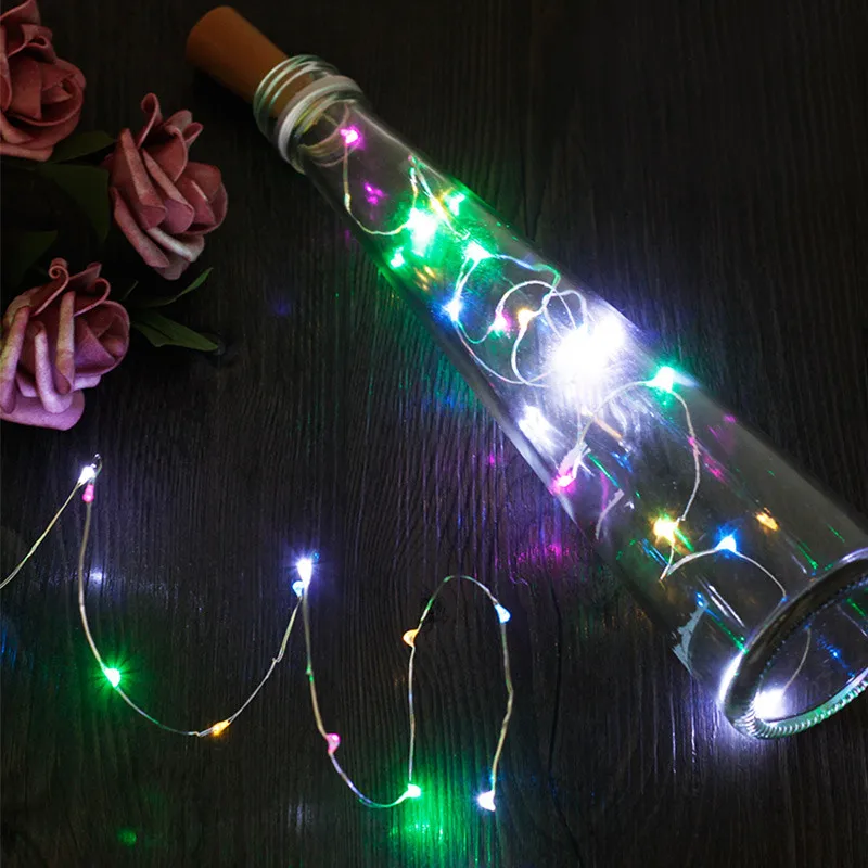 2 м 20LED серебряная проволока Сказочная гирлянда пробка для бутылок стекла