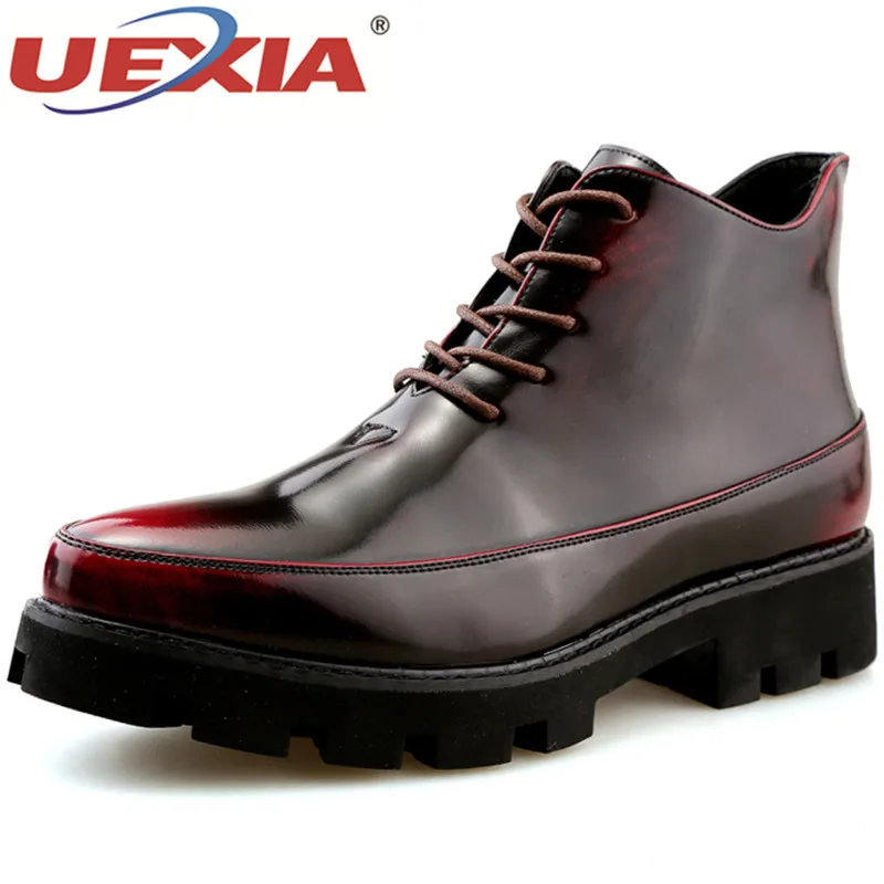 UEXIA зимние кожаные Мужские ботинки Бизнес модные Для мужчин s Зимняя обувь