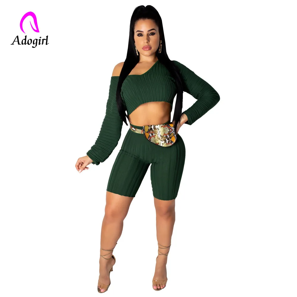 Женский комплект из двух предметов Adogirl укороченный топ в рубчик с длинным