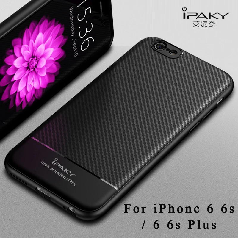Для iphone 6s Чехол ipaky coque для 6 plus Тонкий чехол из углеродного волокна Мягкий