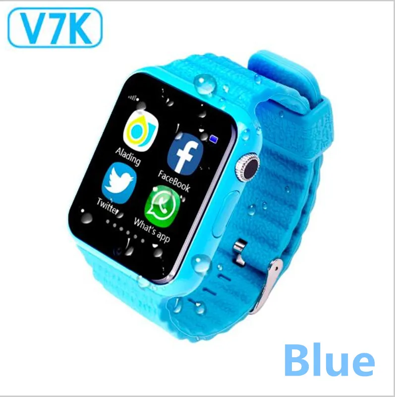 Синий Оригинальные V7K gps Bluetooth Смарт-часы для детей мальчик девочка Apple Android телефон Поддержка SIM/TF набор вызова и Push сообщение - Цвет: Синий
