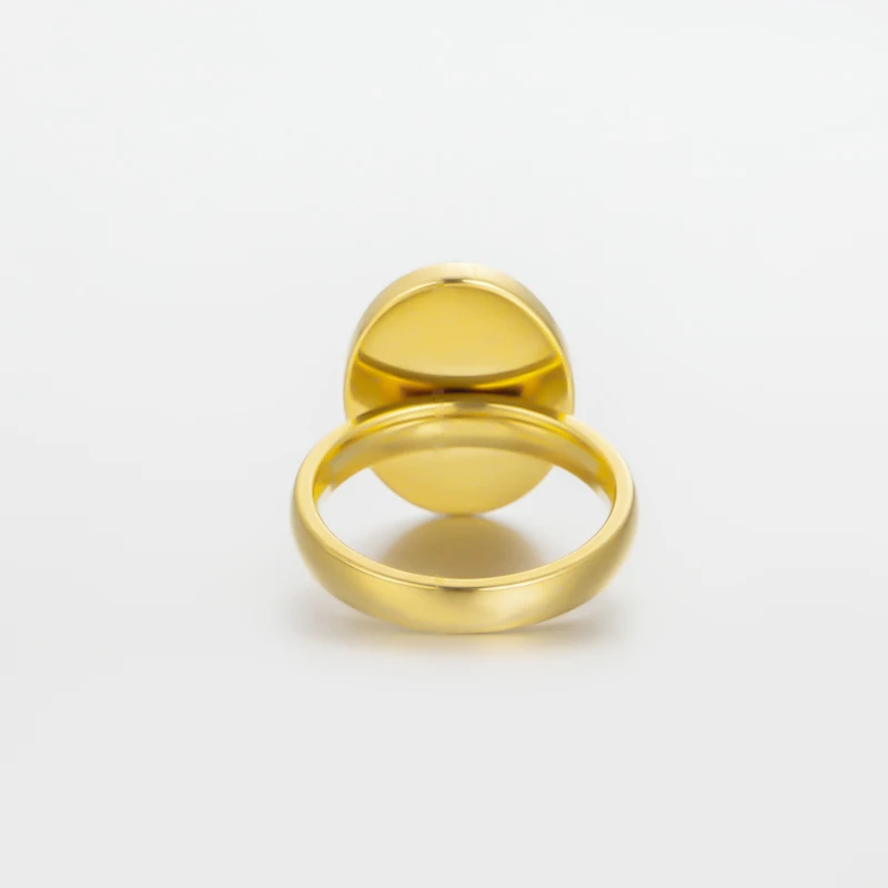 Lin Studio Винтаж ретро овальный камень золото из нержавеющей стали кольца женское