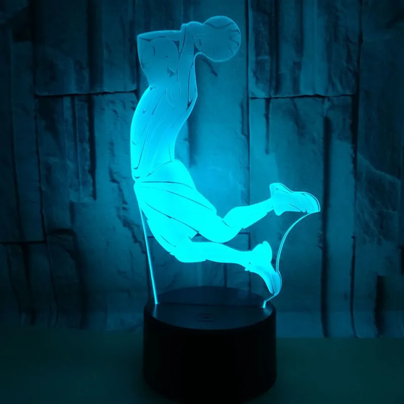 Креативный 3D Визуальный баскетбольный Dunk светодиодный ночник 7 цветов меняющий