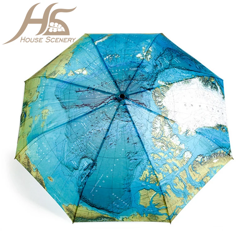 Дом Декорации Полностью автоматический Зонтик Карту Осенью И Зимой Путешествия