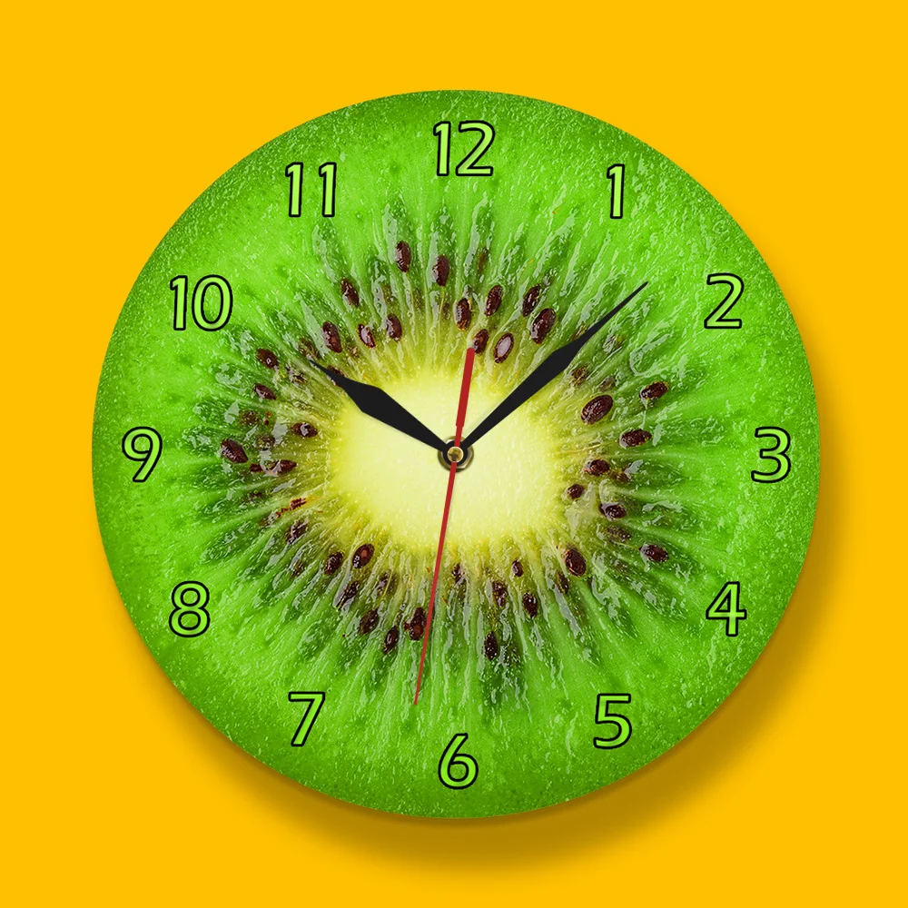 Summer Fruit Kiwi Fresh Fruits Slice Decorative Clcok Store Wall Art Decor Modern Colorful Home Time Clock | Дом и сад