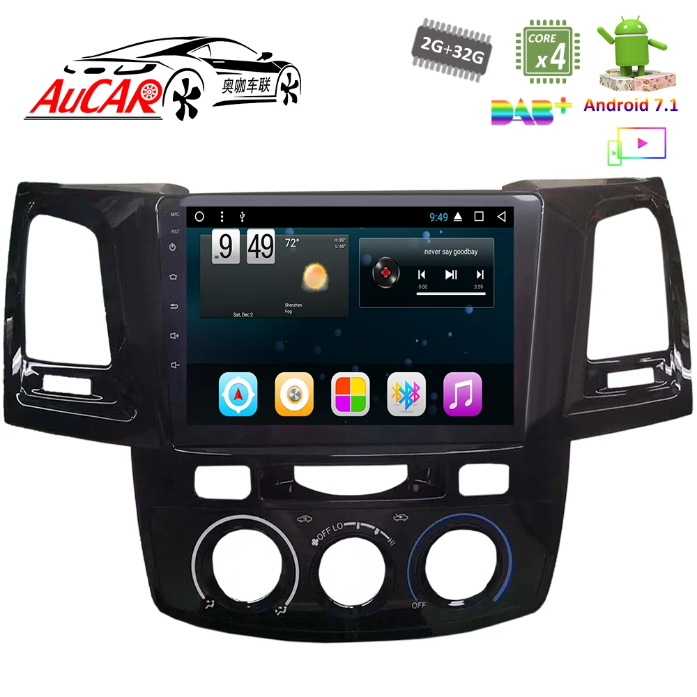 

Автомобильный DVD-плеер, 9 дюймов, Android 7,1, для Toyota Fortuner 2013-2015, GPS-навигация, радио с Bluetooth и GPS, радио-плеер, Wi-Fi, сенсорный экран 4G