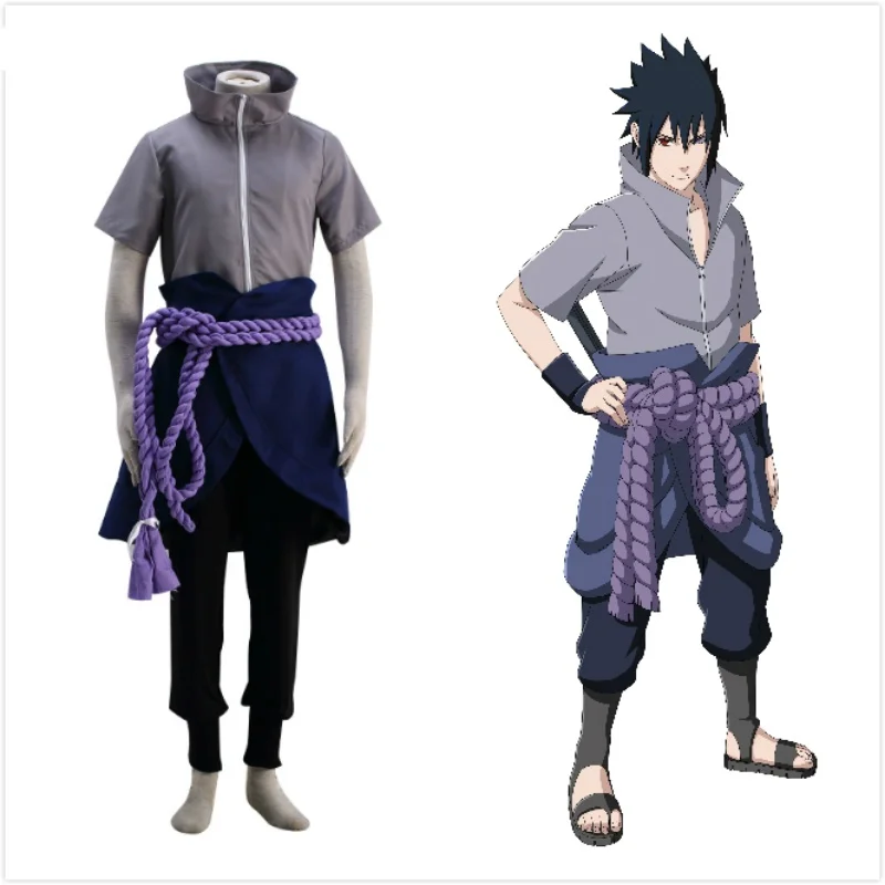 Горячая аниме Sasuke Учиха 4nd Косплэй костюм ниндзя как у героя мультфильма Саскэ
