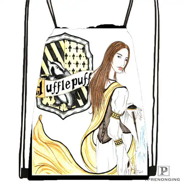 Drawstring Backpack Custom Hufflepuff-Гарри-Поттер-@ 1 походная сумка на шнурке милый рюкзак для детей(черная спинка) 31x40 см#2018612-01-(12 - Цвет: Drawstring Backpack