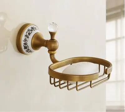 Европейский античный ванной оборудования suite латунь полотенце кольцо крюк синий