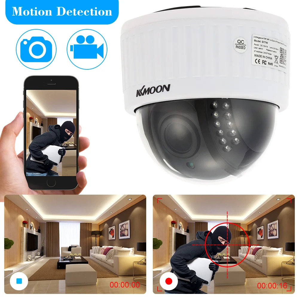 Kkmoon Беспроводной WI-FI PTZ IP Камера HD 1080 P купольную Камера 2.8~ 12 мм автофокусом 4X зум-объектив 2MP Ночное Видение безопасности Камера IP-Камера