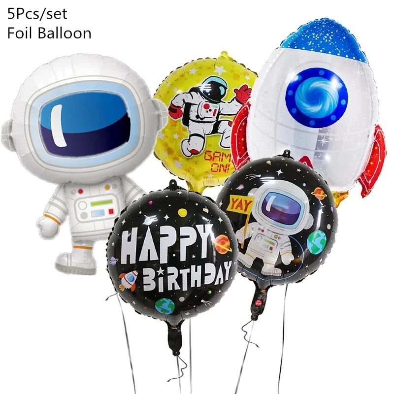 5pcs set3 Космического пространства вечерние астронавт ракеты Фольга воздушные шары галактика Солнечная Системы тема мальчик декор для детского дня рождения подарок на вечеринку в честь рождения ребенка игрушки - Цвет: 5pcs set3