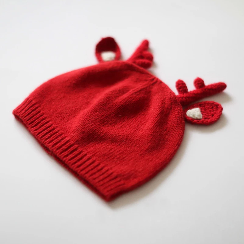 Рождество Санта олень Стиль вязаные шапки оленьего рога уха шерсть ткань Шапки