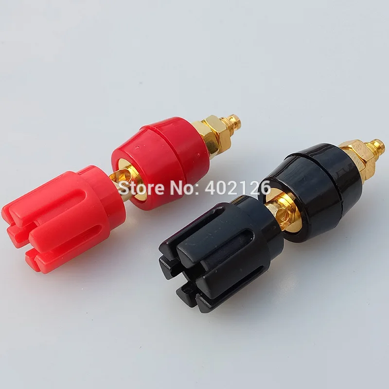 

100pcs Gold Plated Copper adaptor Large Current Amplifier Audio Terminal 4mm Banana Socket Brass Binding Post Connector