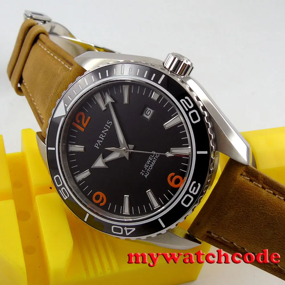 

45mm Parnis black dial Sapphire Glass Ceramic Bezel Automatic mens Watch P388B