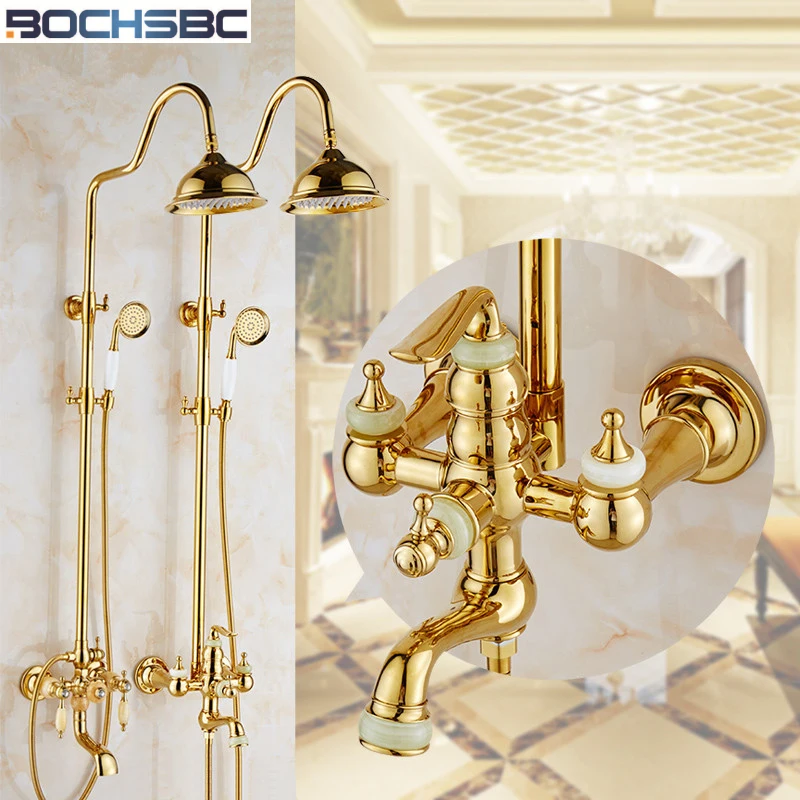 Золотая насадка для душа BOCHSBC в европейском стиле винтажная с водопроводным