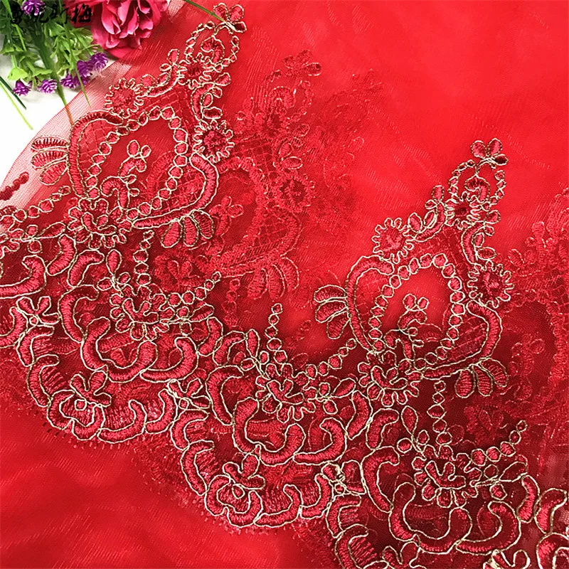 Изящный золотой шнур 1 ярд контур красного бордового цветка Венецианская модель