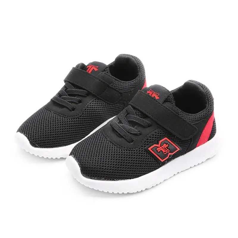 Черный SKHEK Children Sport Shoes Autumn Spring New Fashion Breathable Kids Boys Air Mesh Shoes Girls Anti-Slippery Sneakers Baby Shoe - Цвет: Черный