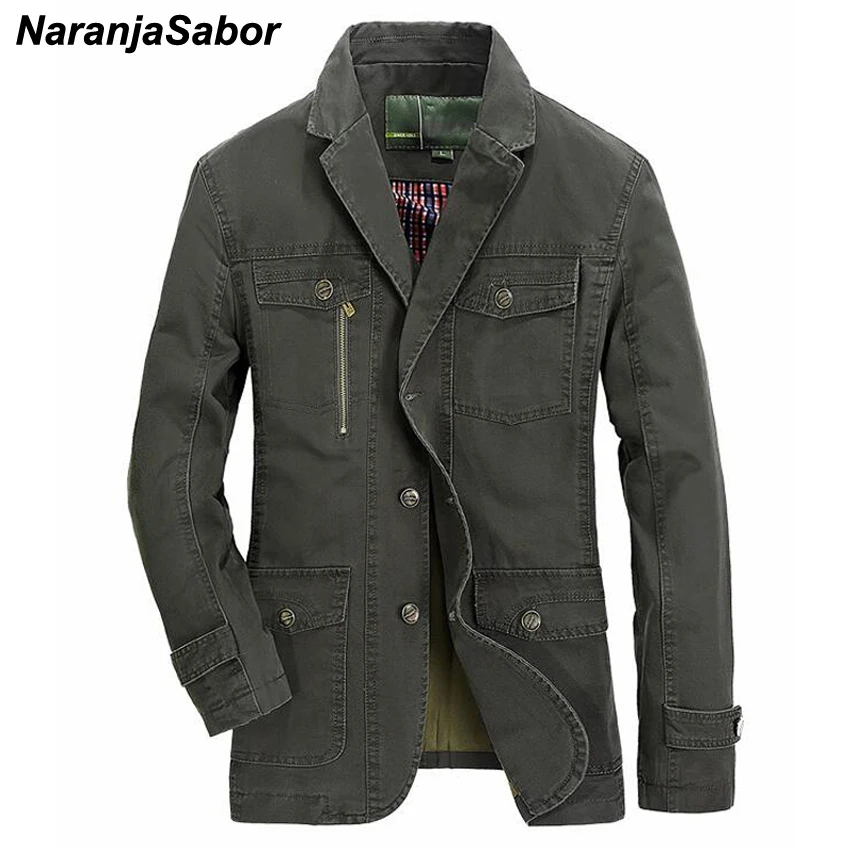 NaranjaSabor Men's Military Jackets Casual Spring Autumn Solid Male Coats Fashion Windbreakers Slim Fit Outerwear Clothing N471 | Мужская