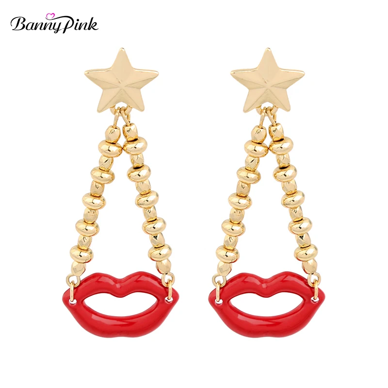 Женские серьги гвоздики с подвеской в форме рта|fashion stud earrings|stud earringsstud earrings for women |