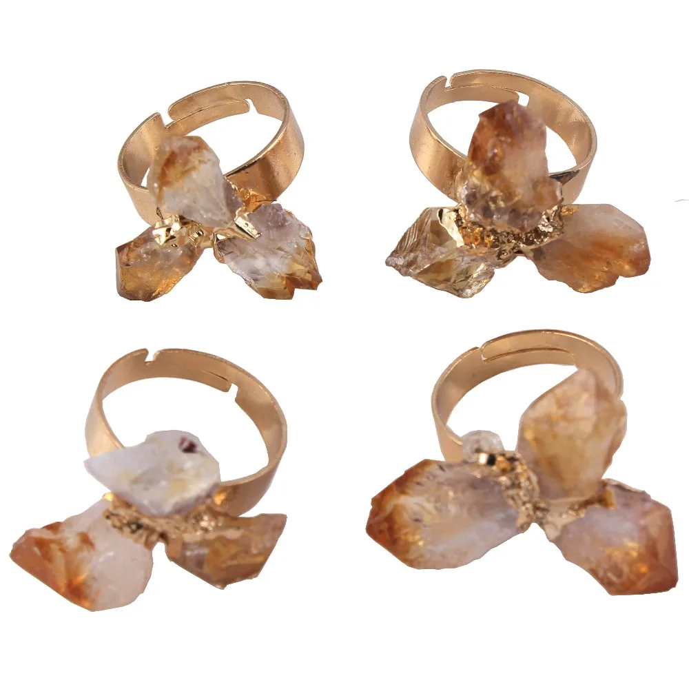 KFT природные цитрины кристалл Кварцевый камень кольцо из трех нерегулярные Форма