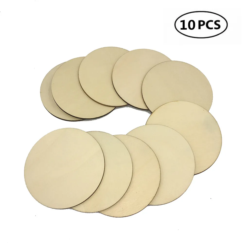 

10pcs 80mm 3.14inch Unfinished Wood Circle Round Natural Rustic Wooden Cutout for Home Decoration, DIY Craft Supplies