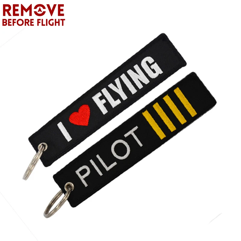 2 шт. удаляемая перед полетом цепочка для ключей с вышивкой Pilot I Love Flying брелок