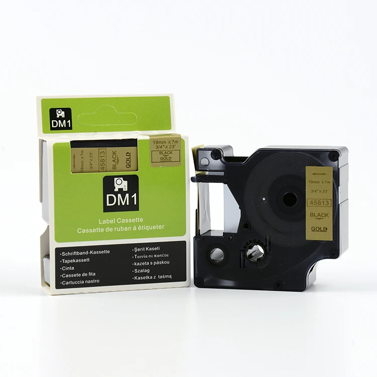 15 pcs Compatible DYMO label manager tape D1 45813 black on gold 19mm | Компьютеры и офис