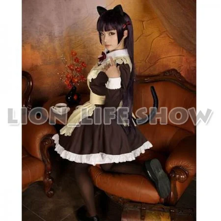 

Biamoxer Womens Girls Sexy Anime Cat's Tail Gokou Ruri Kousaka kirino Cosplay Maid Waitress Dress Uniform Cosplay Costume