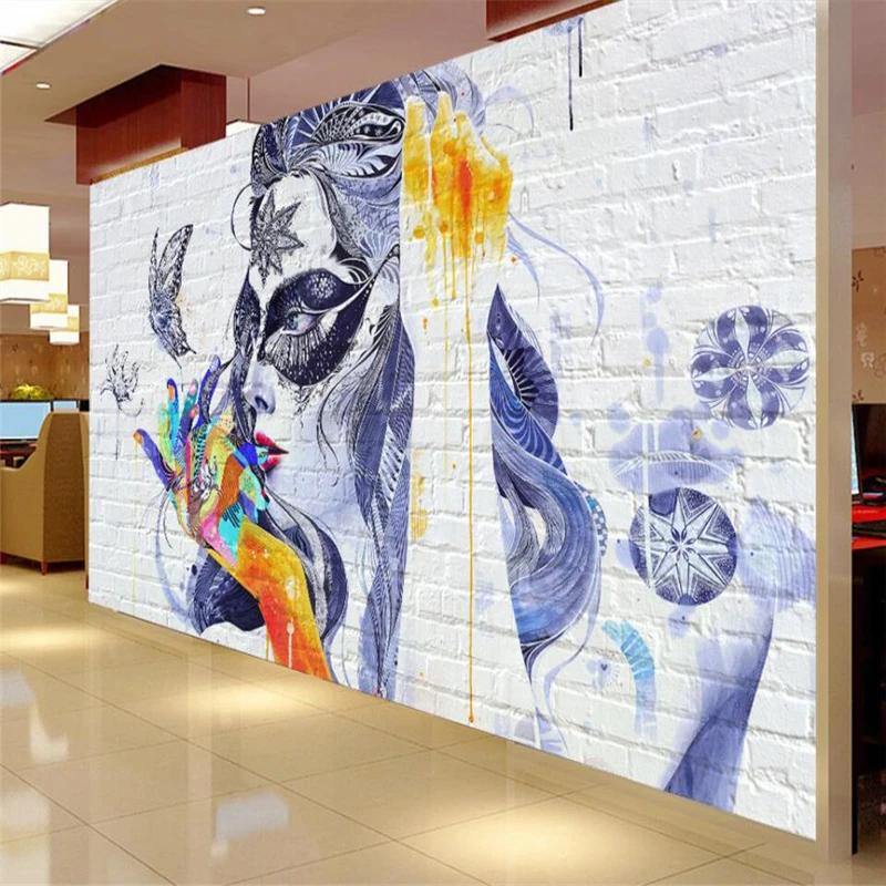 Обои на заказ с разноцветными кирпичными стенками красивые фотообои большие