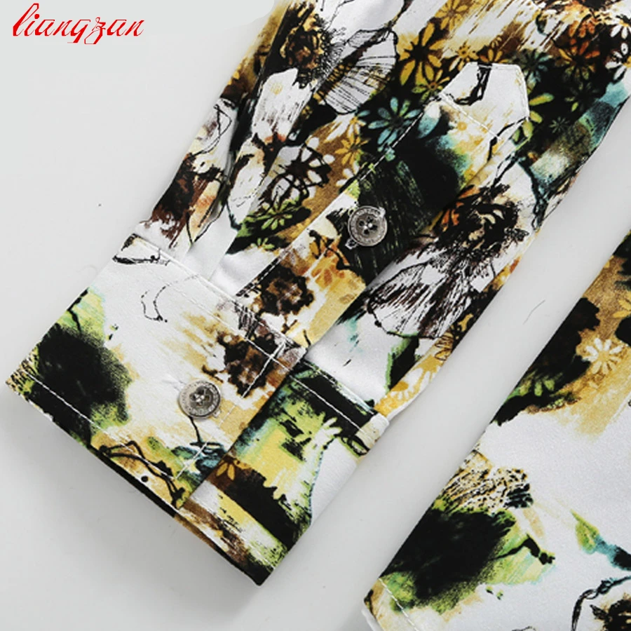 Мужские модельные рубашки большие размеры европейский размер Цветочная блуза с