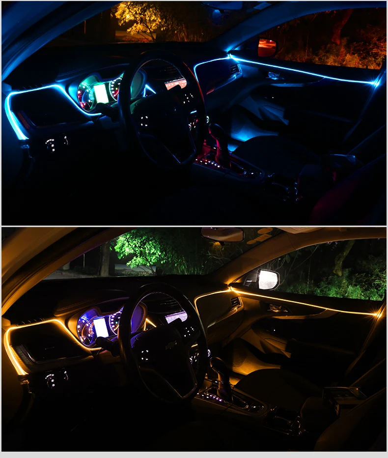6 м активная EL неоновая Проводная полоса света RGB LED декоративная приборная панель