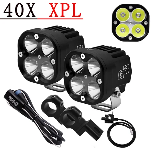 25mm clamp S 2 шт. 40 Вт мотоциклетный головной светильник 4200LM rbike U3/XPL светодиодный мото-светильник для вождения противотуманной фары с монтажными зажимами жгут проводов - Цвет: 25mm clamp S
