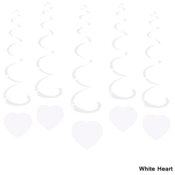 white heart Новинка! 6 шт. потолочное вихревое украшение металлик для свадьбы, Рождества, Хэллоуина, дня рождения, вечеринки - Цвет: white heart