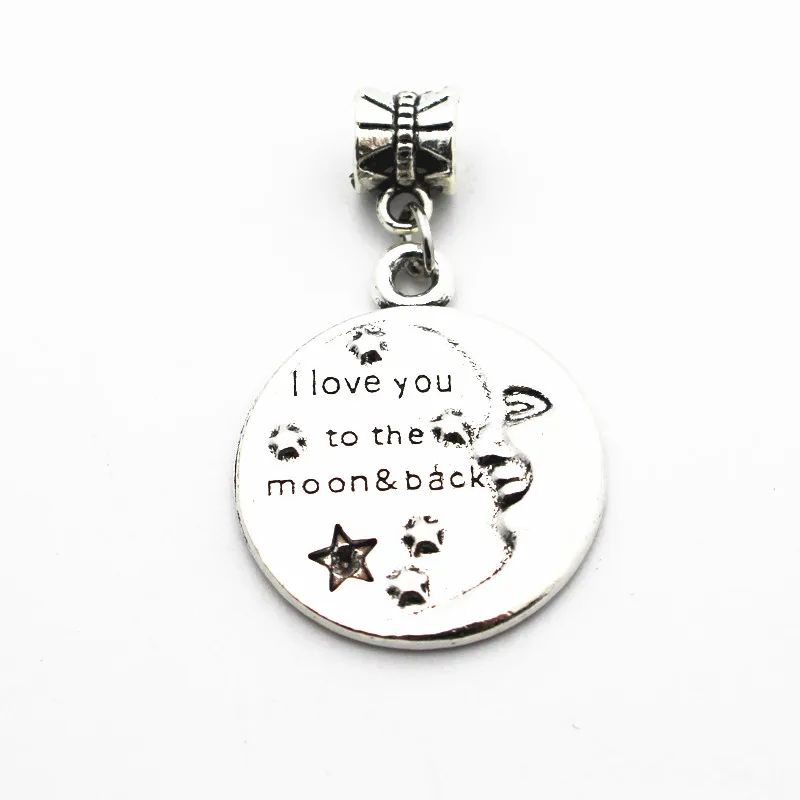 10 шт./лот металлические серебристые с надписью I Love You To The Moon & Back круглые