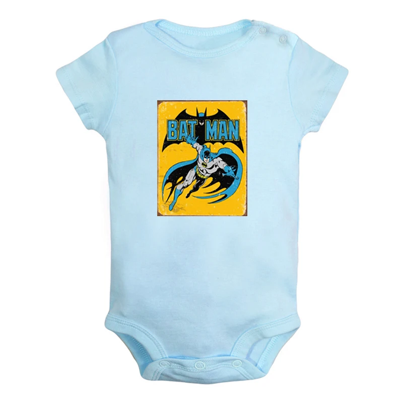 ieBodysuits1191BL Ретро стиль DC Comics Бэтмен плакат Одежда для новорожденных девочек и мальчиков комбинезон с короткими рукавами хлопок - Цвет: ieBodysuits1191BL