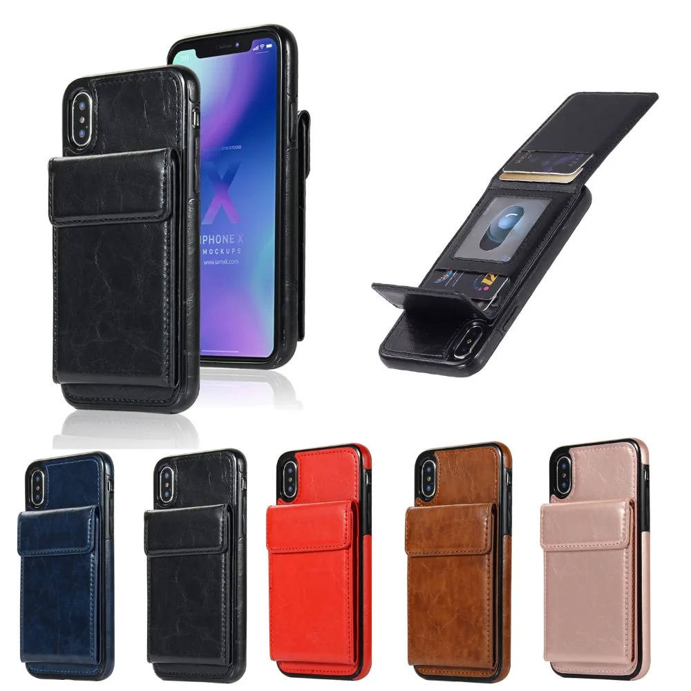 Роскошный откидной Чехол-книжка с магнитной подставкой для Apple iphone X/8/7/6 S/6/5S/5 Plus, чехол, держатель для карт