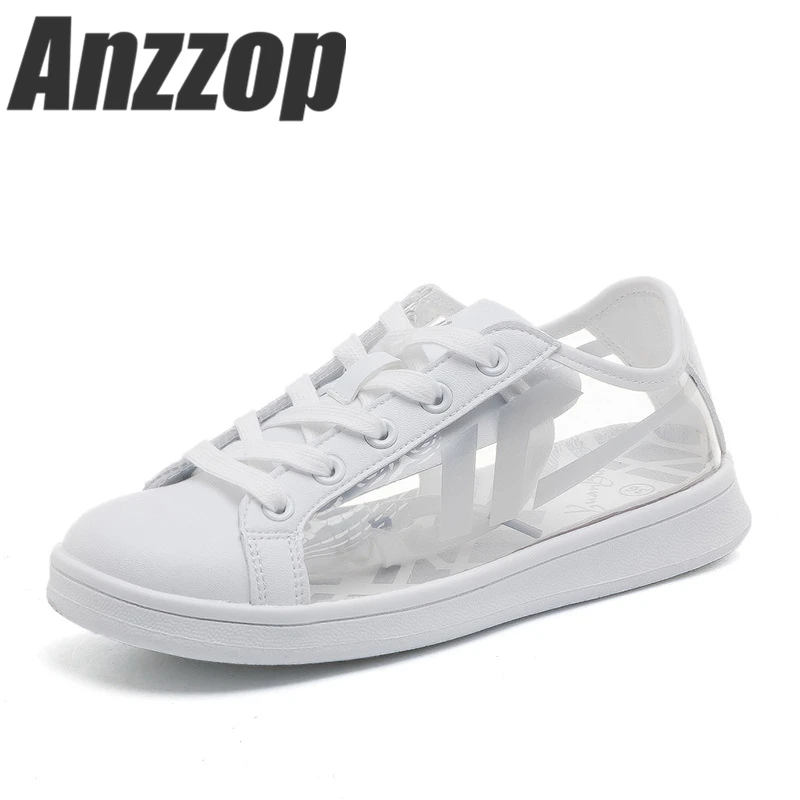 Маленькие белые туфли коллекция 2019 года сезон весна-лето Новые прозрачные модные