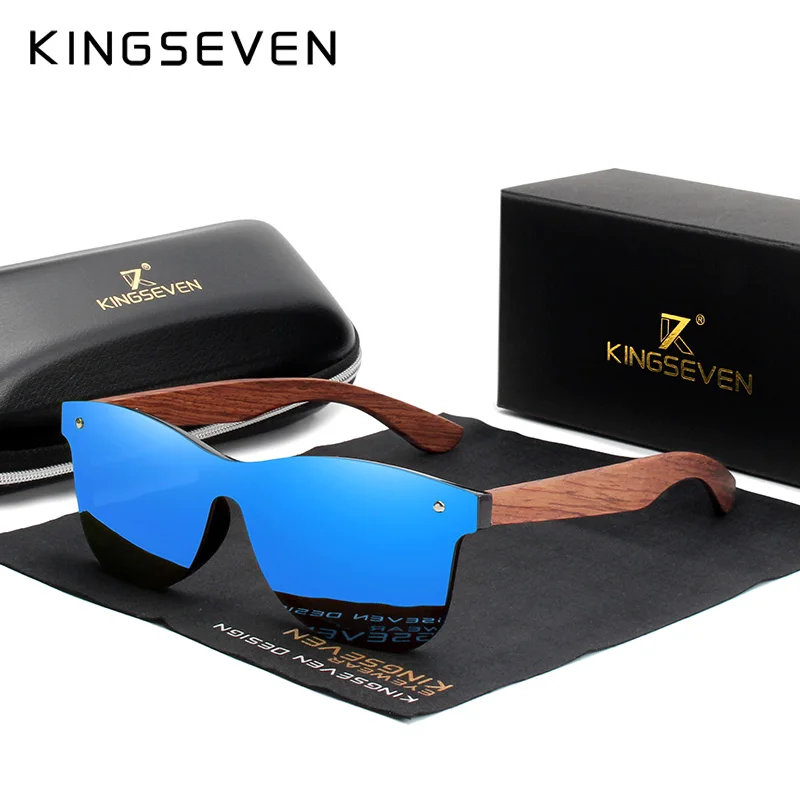 KINGSEVEN Natural Wooden Sunglasses Men Polarized Fashion Sun Glasses Original Wood Oculos de sol masculino | Спорт и развлечения
