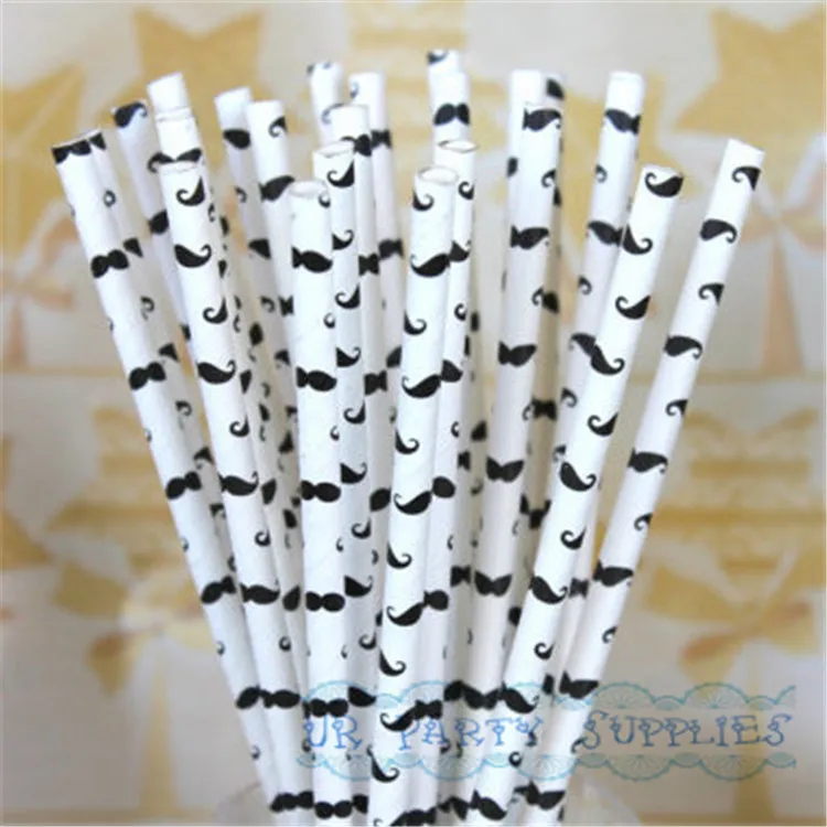 500 шт черные усы бумага соломинки белый с черными усами Свадебная вечеринка день